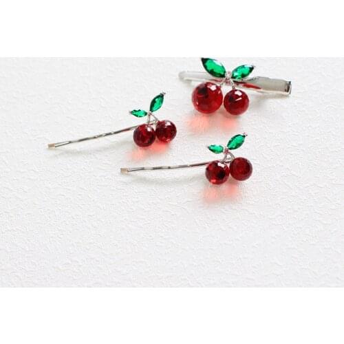 Fashion Crystal Cherry Hair Clip Lovely Sweet Hairpins Barrette Headdress For Women Girl Hair Accessories