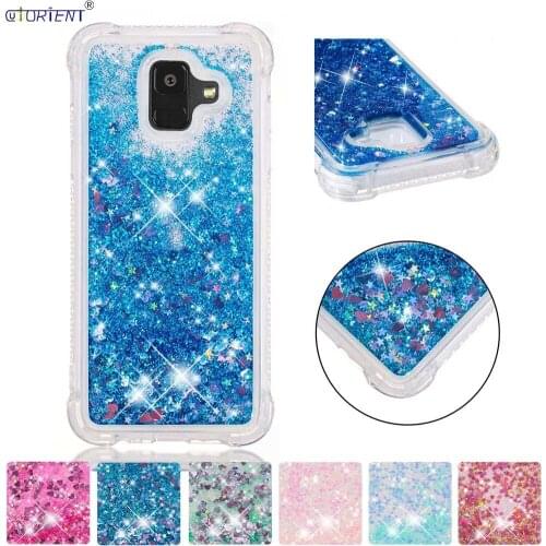 For Samsung Galaxy A6 2018 Soft Silicone Bumper Case SM-A600FN/DS Bling Glitter Stars Dynamic Liquid Quicksand Phone Cover Funda