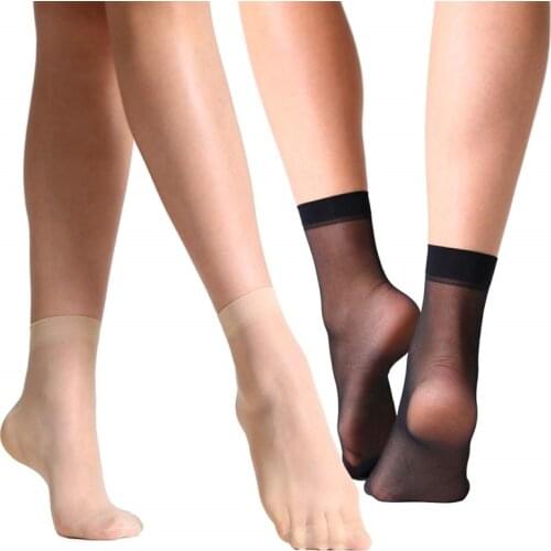 RMSWEETYIL 6Pairs Nylon Sheer Socks Women Sexy Tulle Silk Transparent Black Lace Mesh Fishnet Thin Clear Ladies Dress Ankle Sock
