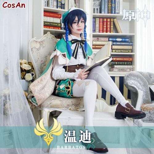 New Game Genshin Impact Venti Cosplay Costume Fashion Jacquard Combat Uniform Female Activity Party Role Play Clothing XS-XXL