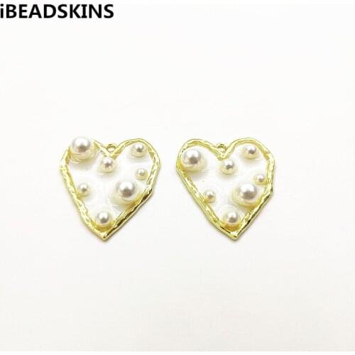 New arrival! 38x33mm 50pcs Imitation pearl heart-shape Charm for earrings accessories,Earring parts,jewelry making DIY