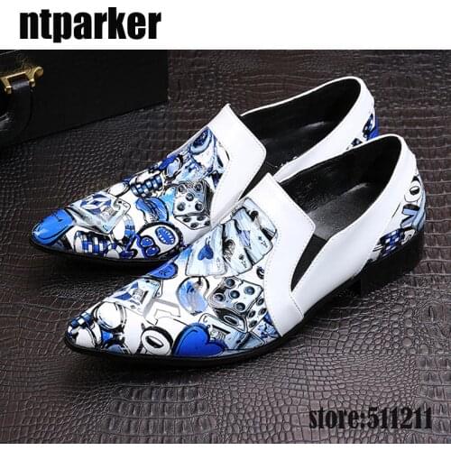 Ntparker Italian Style Brand Designers Shoes Pointed Toe Artist Mens Dress Shoes Rock Party/Night Club Wedding Shoes MEN