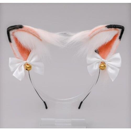 Japanese Lolita Faur Fur Kitten Ears Headband Anime Sweet Bowknot Bell Animal Hair Hoop Cosplay Party Supplies Hair My19 21