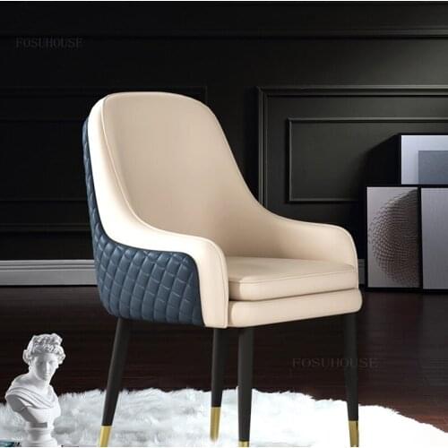 Nordic Light Luxury Living Room Chairs Modern Dining Chair Home Furniture Armchair Soft Backrest Negotiation Chair Restaurant