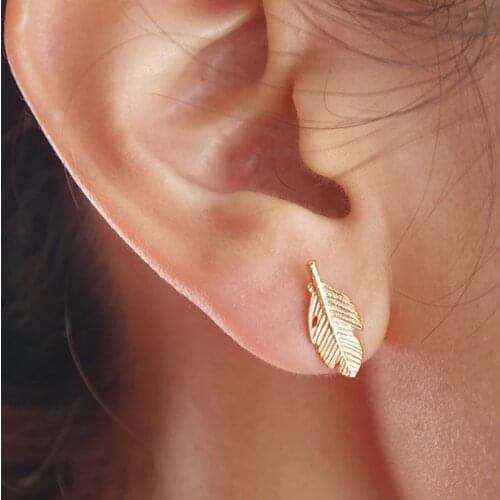SMJEL 30pcs-S038 Fashion jewelry Wholesale Leaf stud Earrings Birthday Feather Earrings