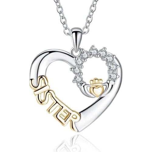 High-grade The Loving Friendship Necklace SISTER Zircon Pendant Necklace 2021 In Stock Dropshipping