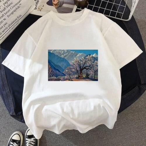 Ladies Oversized T Shirt Women Oil Painting Print Summer Short Sleeve Casual Fashion Vogue Top Tshirts O Neck Female Clothing