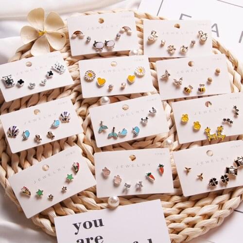 S925 Silver Needle Alloy Lovely Sweet Wind Earrings for women Simple Personality Creative Fashion Anti Allergy Suit Earrings