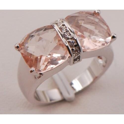 Morganite Women 925 Sterling Silver Ring F809 Size 6 7 8 9 10