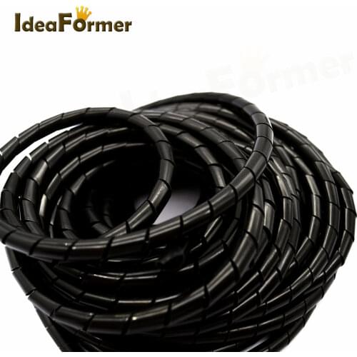 1 Pcs Spiral hose Cable Wire Wrap Tube Length 13 Meter Diameter 8mm/12mm PE Manage Cord Black For 3D Printer parts