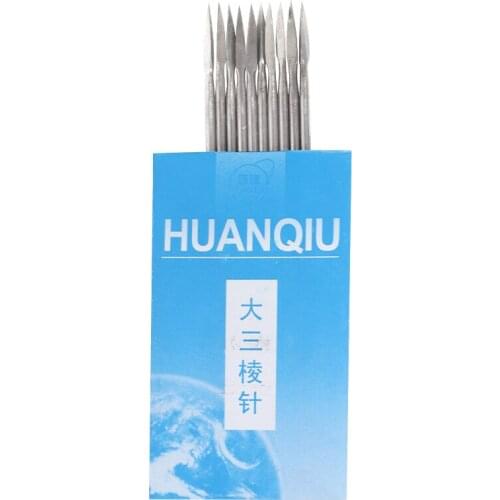 10 pcs huanqiu stainless steel three edged needle acupuncture massage Prismatic needle 1.6*65mm/2.6*65mm