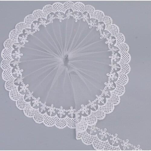 2Yard 12cm Milk Silk White Embroidery Mesh Lace Fabric DIY Clothing Accessories Sewing Handmade Craft Doll Dress Material
