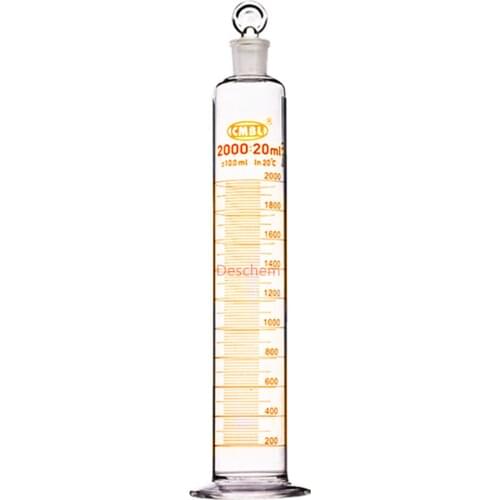 2000ml Glass Measuring Cylinder Ground Joint 2 Litre W/Glass Stopper