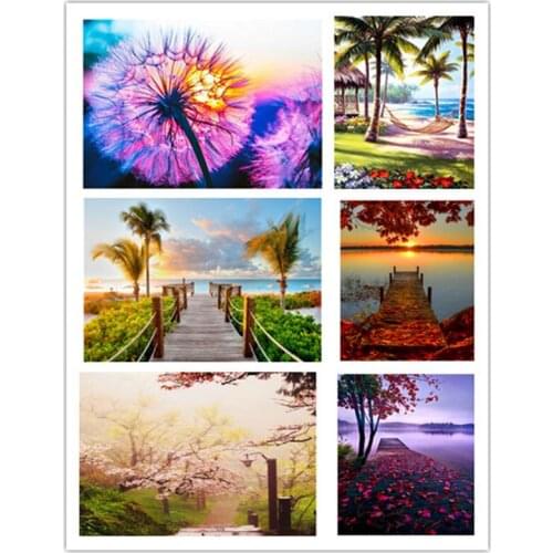 5D Diamond Painting Sunset DIY Square/ Round Full Diamond Embroidery Kit Landscape Home Decoration Crafts