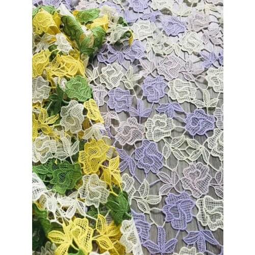 Africa Lace Fabric 2021 High Quality Lace Water Soluble Embroidered Fashion Soft Lace Fabric 5 Yards