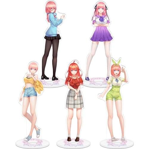Anime Quintuplets Keychain Fashion Student Desktop Accessory Figure Nakano Yotsuba Itsuki Standsing Men Women Gift Stand Card