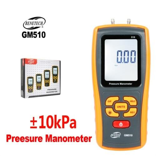BENETECH Pressure Gauge Manometer Pressure Differential Tester Handheld Digital Manometer Pressure Manometer GM510 GM511