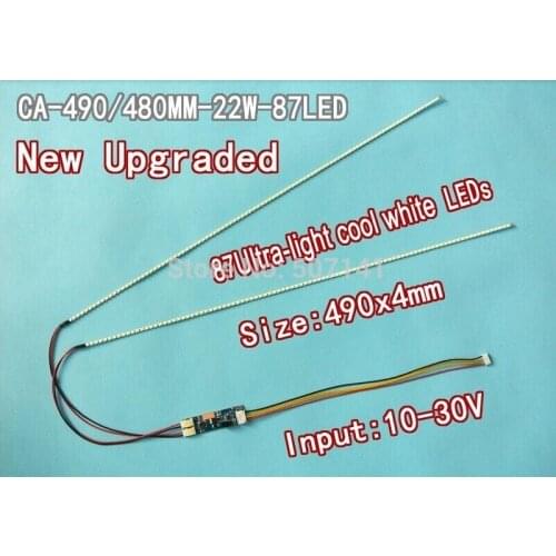Free shipping 5PCS 490mm Adjustable brightness led backlight strip kit,Update 22inch-wide LCD CCFL panel to LED backlight
