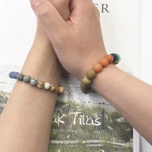 10MM Natural Stone Beads Bracelet Universe Galaxy Solar System Eight Planet Guardian Star Mens Bangle Bracelet Women Jewelry