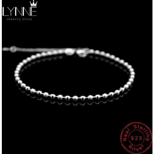 New Classic Simple Small Round Ball Bead Anklets Foot Chain For 925 Sterling Silver Ladies Foot Anklet Bracelet Women Jewelry