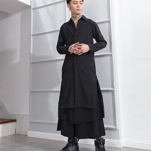 Japanese Yamamoto loose skirt pants mens ins dark layered structure personality minority Capris wide leg casual pants