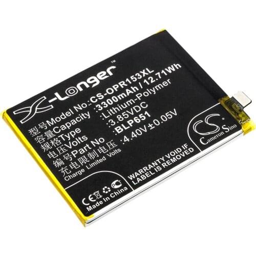CS 3300mAh/12.71Wh battery for OPPO PAAM00,R15 Dream Mirror Edition Dual , R15 Dream Mirror Edition Dual BLP651