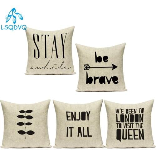 Decorative Pillows Case Polyester Letter Enjoy It All Geometric Sofa Cushion Cover for Living Room Decoration Pillowcase