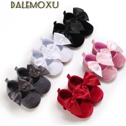 Bowknot Girl First Walker For Baby Spring Autumn Toddlers Prewalkers Outdoors Shoes Rubber Sole Flat Items For Newborn Baby