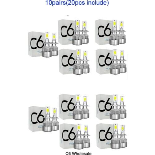 10pair C6 Led Car Headlight H7 LED H4 Bulb H8 H1 H3 H11 HB3 9005 HB4 9006 9007 Auto Lamps Fog Lights 3000K 6000K 8000K Wholesale