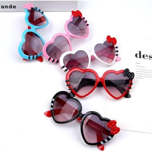 Kids Sunglasses Cute Heart-shaped UV Protection Sun Glasses Bowknot Vintage High Quality Plastic Frame and Lens 2021 New UV400