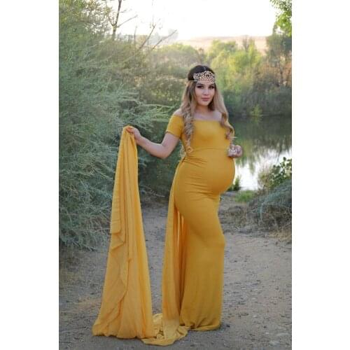 Elegant Maternity Dress For Photography Round Neck Sweep Length Lingerie Pregant Women Wedding Party Gown Bathrobe