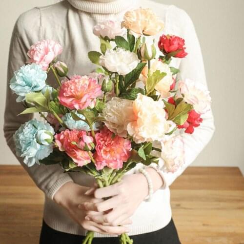 60cm Artificial Peony Flowers Vivid Artificiales Fake Silk Rose Bridal Wedding Flower Decor Wreath Gland Photo Props Home Decor