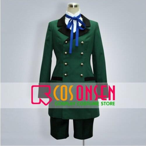 COSPLAYONSEN Black Butler Ciel Phantomhive Cosplay Costume Green Color Set All Size