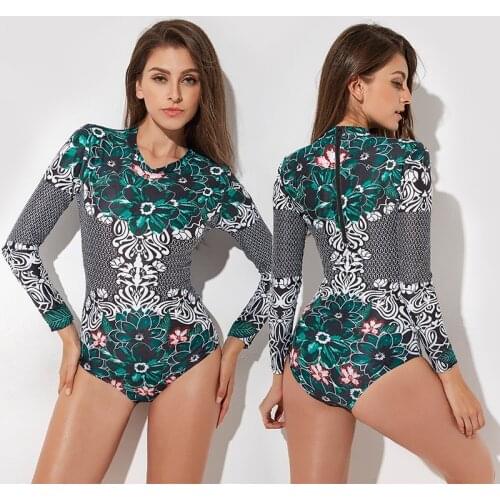 Swimwear Female 2019 Swimsuit Women With Long Sleeves Bikini Surf Sexy Sleeve Surfing For Print Spandex Swimwear Women