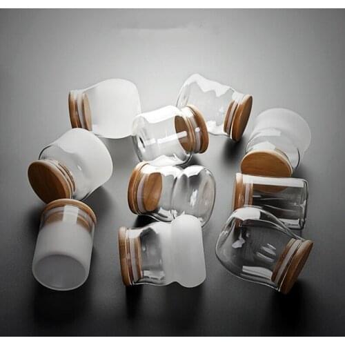 Small Tea Caddy Glass Transparent Portable Mini Tea Can Box Sealed Canister Travel Package Household Candy Bottle