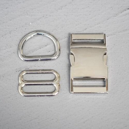 20 Sets 25mm Metal Hardware D Ring Belt Straps Slider Side Release Buckle Spring Hook For Dog Leash Harness Accessories