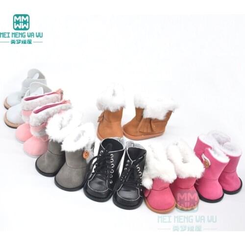 Fashion white leather shoes baby leather boots for 43-45 cm new born doll and American doll accessories