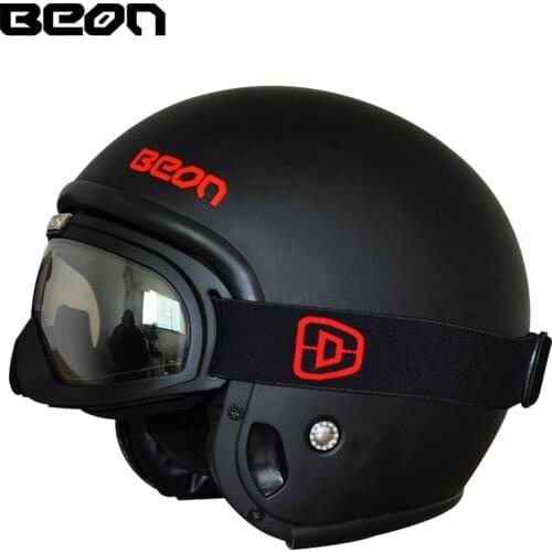 BEON T703 vintage modular motorcycle helmet flip up helmet women retro open face 3/4 helmets Moto Casque Casco with chin goggle