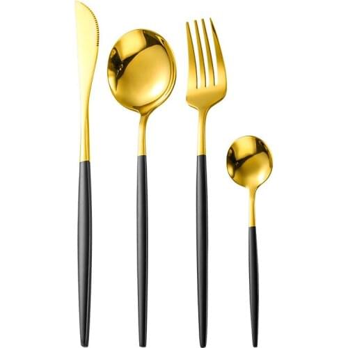 4PCS/Set Japanese Korean Style Tableware Dinnerware Set Stainless Steel Cutlery Dinner Knife Fork Spoon Silverware Flatware