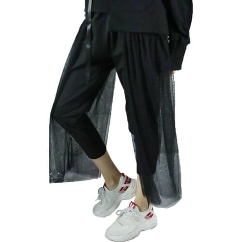 New Arrival Street Wear Women Pants Black Lace Elastic Waist Harem Pants Loose Mid Waist Hip Hop Pants Cool Fashion BTS Pants