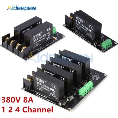 380V 8A 1 2 4 Channel SSR Board Solid State Relay Module High Low Level H-L Trigger Board D3808 Switch Controller for Arduino