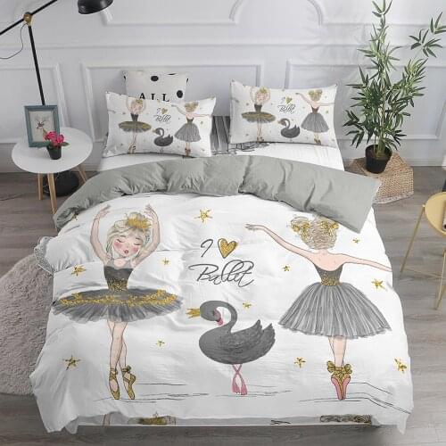 Ballet Dancing Girl Duvet Cover Lovely Little Ballerinas Girl Bedding Set 135 Pink Quilt Sheet Princess Bed Single Home Textiles