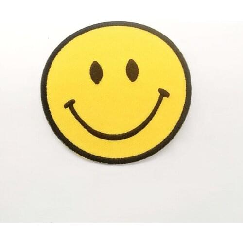 Retail and stock 3inch Funny Smiley Smile Happy Yellow Face DIY Applique Embroidered Sew Iron on