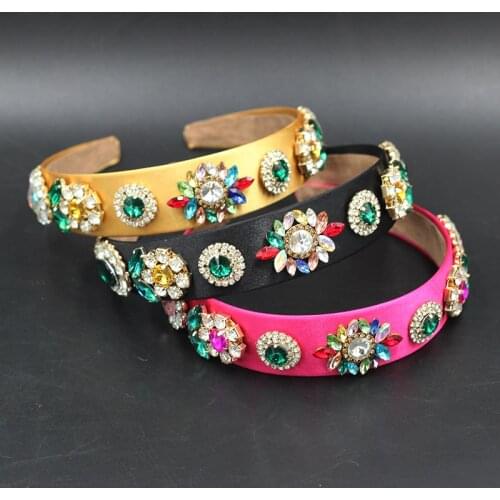 New Baroque inlaid color rhinestone sunflower geometric headband ladies prom street shooting opening gift hair accessories 816