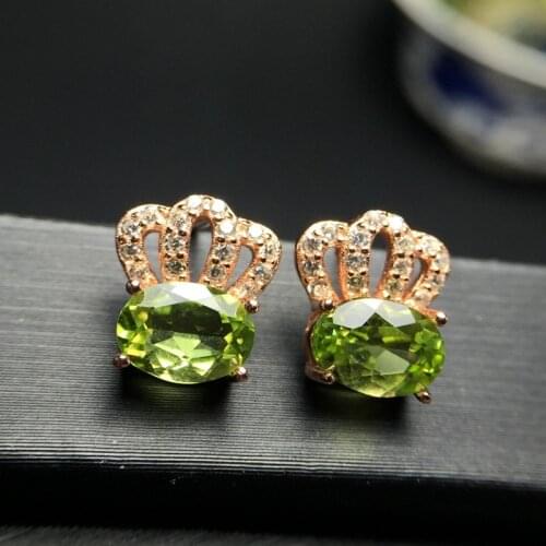 Natural olivine Earrings shop promotion big discount 925 sterling silver hot classic