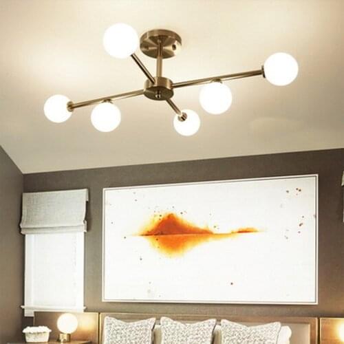 Magic Bean Nordic Light Living Room Ceiling Lamp Simple Modern Glass Round Ball Molecule LED Chandelier Lighting Hanging Lamp