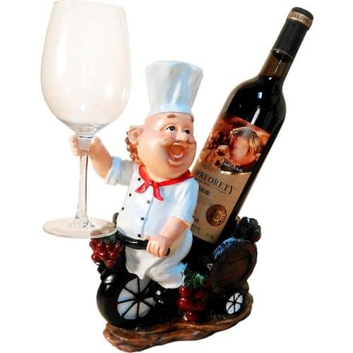 Resin Happy Chef Wine Rack Goblet Holder Whisky Bottles Stand Bar Accessories Home Bars Decor Wine Bottle Holder Wine Holders