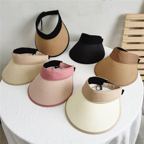 NEW Magic Tape Panama Women Straw Hat Empty Top 2021 Womens Summer Hat Sun Protection Outdoor Sports Fishing Beach Chapeau Cape