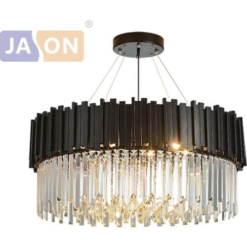 LED Round Black Chrome Silver Gold Crystal Hanging Lamps Chandelier Lighting Lustre Suspension Luminaire Lampen For Foyer