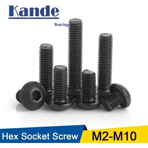 10-60pcs/lot Hex Screw M2 M2.5 M3 M4 M5 M6 M8 M10Black Button Head Hex Hexagon Socket Cap Screw Hexagon Socket Round Head Screws